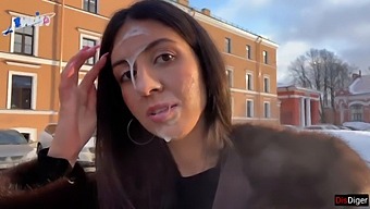 Stunning Woman Parades In Public With Semen On Her Face For A Bountiful Bribe From An Unknown Individual - Cumwalk